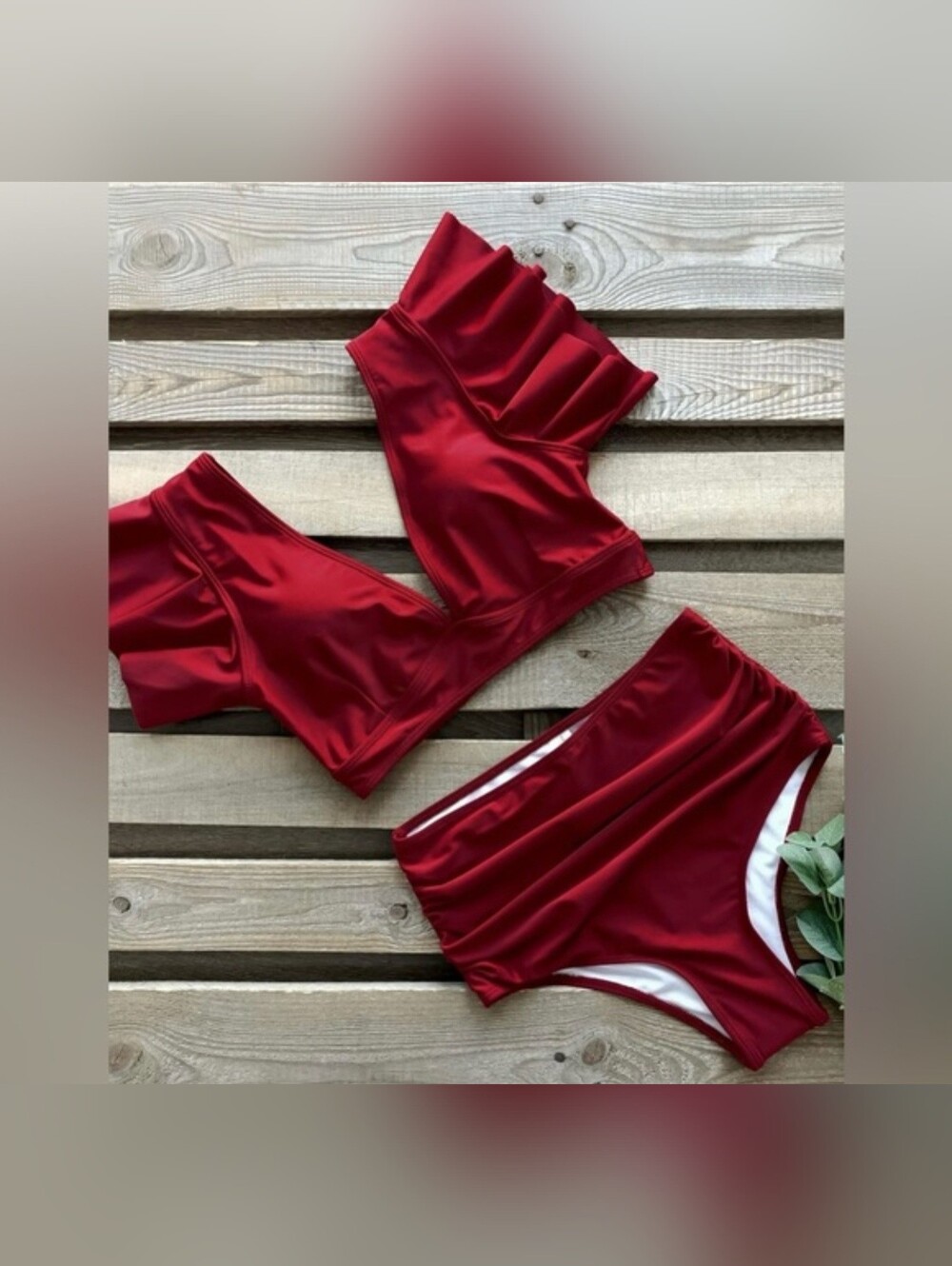 Red Two-Piece High-Waist Bikini Set